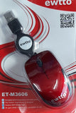 Mouse Óptico con Cable Retráctil  EWTTO ET-M3606